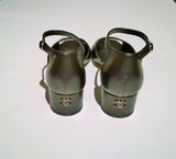 Chanel Black Leather Block Heel Ankle Strap Sandals