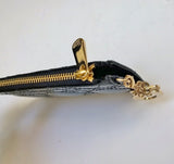 Dior Black Patent Card Wallet Lady Dior Letter Charm New in Box