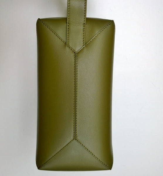 Loewe Puzzle Fold Handle Clutch Bag in Olive Leather New with Tags
