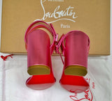 Christian Louboutin Miss Sabina 85 Metallic Pink Open Toe Ankle Strap Sandals New in Box Heels