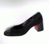Christian Louboutin Miss Duvette 55 Cutout Leather and Suede Block Heels New in Box