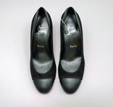Christian Louboutin Miss Duvette 55 Cutout Leather and Suede Block Heels New in Box
