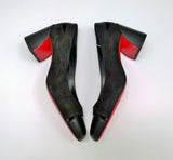 Christian Louboutin Miss Duvette 55 Cutout Leather and Suede Block Heels New in Box