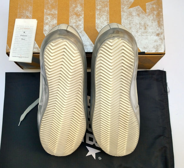 Golden Goose Superstar Sparkle White Silver Star Leather Sneakers New in Box