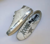 Golden Goose Superstar Sparkle White Silver Star Leather Sneakers New in Box