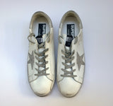 Golden Goose Superstar Sparkle White Silver Star Leather Sneakers New in Box