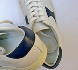 Celine Triomphe Sneakers in White Leather with Navy