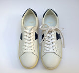 Celine Triomphe Sneakers in White Leather with Navy
