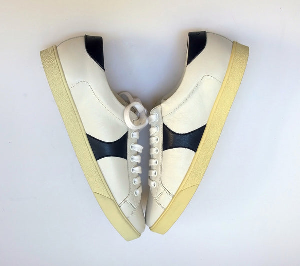 Celine Triomphe Sneakers in White Leather with Navy