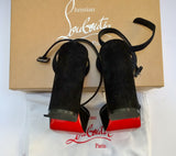 Christian Louboutin Movida Sabina 130 Black Suede Platform Sandals Ankle Strap Heels New in Box