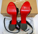 Christian Louboutin Movida Sabina 130 Black Suede Platform Sandals Ankle Strap Heels New in Box