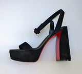 Christian Louboutin Movida Sabina 130 Black Suede Platform Sandals Ankle Strap Heels New in Box