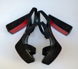 Christian Louboutin Movida Sabina 130 Black Suede Platform Sandals Ankle Strap Heels New in Box