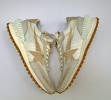 Golden Goose Marathon Beige Nylon with Grey Leather with Beige Print Star Sneakers New in Box