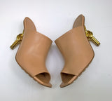 Bottega Veneta Cipria Beige Leather Knot Sandals with Metal Heels New in Box