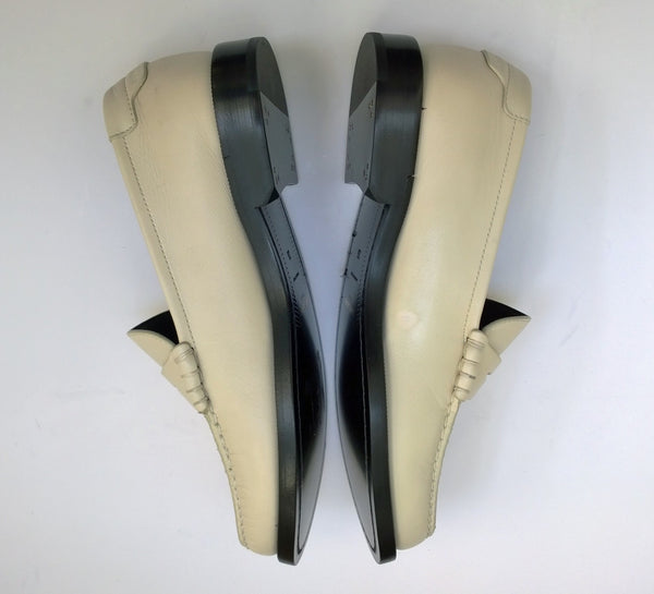 Saint Laurent Le Leather YSL Penny Loafer in Cream New in Box Slight Damage