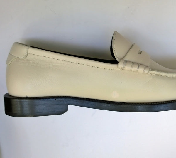 Saint Laurent Le Leather YSL Penny Loafer in Cream New in Box Slight Damage