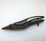 Saint Laurent Oxalis Leopard Mesh Slingback Heels New in Box Kitten 30
