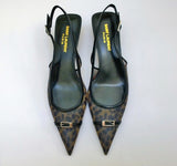 Saint Laurent Oxalis Leopard Mesh Slingback Heels New in Box Kitten 30