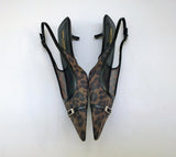Saint Laurent Oxalis Leopard Mesh Slingback Heels New in Box Kitten 30