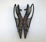 Saint Laurent Oxalis Leopard Mesh Slingback Heels New in Box Kitten 30