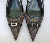 Saint Laurent Oxalis Leopard Mesh Slingback Heels New in Box Kitten 30