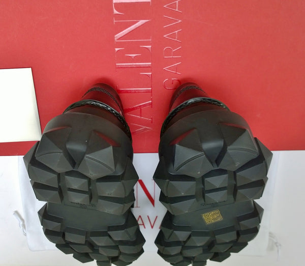 Valentino Trackstud Beatle Studs Black Leather Platform Loafers New in Box Shoes