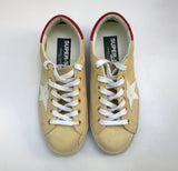 Golden Goose Super Star Wheat Suede with Red Tab and Turquoise Soles New in Box