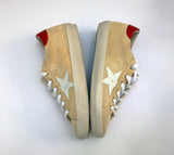 Golden Goose Super Star Wheat Suede with Red Tab and Turquoise Soles New in Box