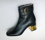 Chloé Alizè Ankle Boots in Black Leather with Gold Heel Detail Zipper Closure New in Box 65mm