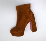 Christian Louboutin Movida Booty 130 in Foxy Brown Suede Platform Boots New in Box
