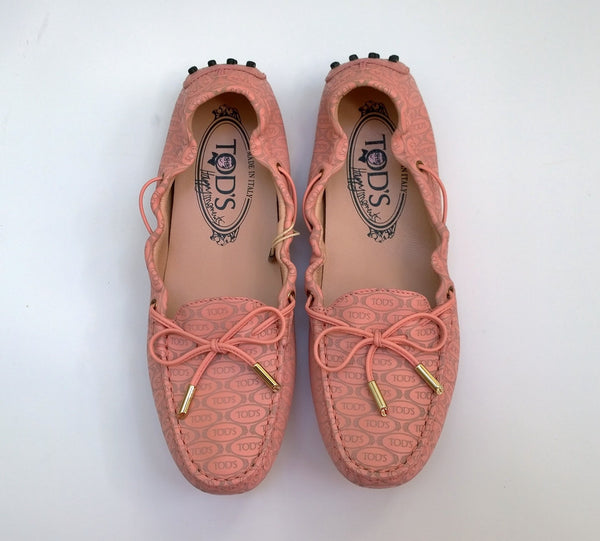 Tod's x Alber Elbaz Pink Perforated Leather Elasticated Sides Loafers New in Box
