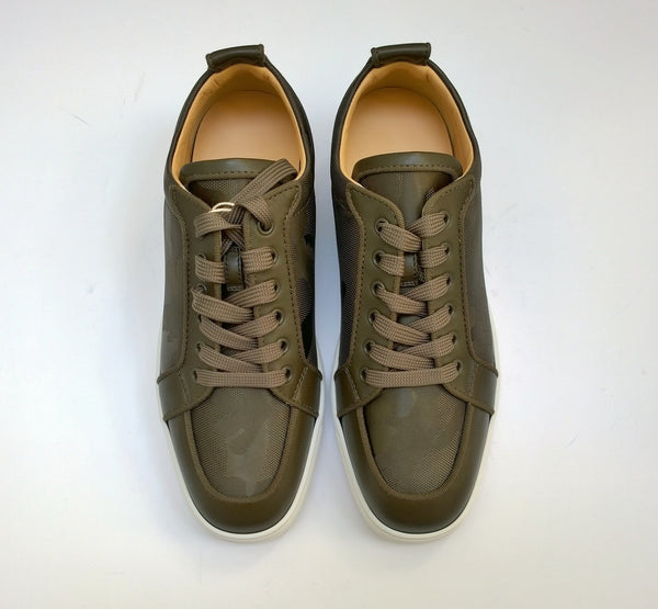 Christian Louboutin Rantulow Orlato Sneakers in Balmore Camouflage Jacquard and Khaki Leather New In Box