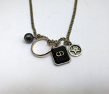 Dior Necklace in Silver Finish Brass with CD Logo Charm Jewellery New
