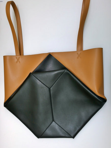 Loewe Puzzle Large Tote Two Tone Bag in Brown and Black Handbag New