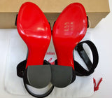 Christian Louboutin Miss Sabina 85 Black Velvet Ankle Strap Sandals New in Box Heels