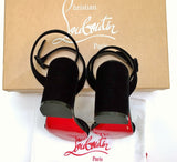 Christian Louboutin Miss Sabina 85 Black Velvet Ankle Strap Sandals New in Box Heels