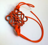 Loewe Anagram Orange Leather Charm with Foam Cord Tie New in Box Bagcharm