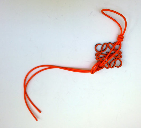 Loewe Anagram Orange Leather Charm with Foam Cord Tie New in Box Bagcharm