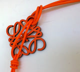 Loewe Anagram Orange Leather Charm with Foam Cord Tie New in Box Bagcharm