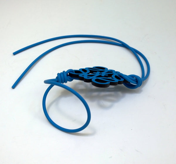 Loewe Anagram Charm in Azure Blue Leather with Foam Tie New in Box