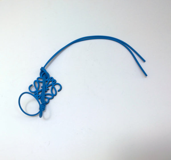 Loewe Anagram Charm in Azure Blue Leather with Foam Tie New in Box