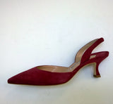Manolo Blahnik Carolyne Dark Red Suede 50 Slingback Heels New in Box