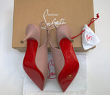 Christian Louboutin Sporty Kate Sling 55 Vintage Rose Leather Dusty Pink Leather New in Box