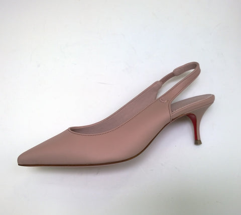 Christian Louboutin Sporty Kate Sling 55 Vintage Rose Leather Dusty Pink Leather New in Box