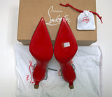 Christian Louboutin Condoroline Silver Crackled Leather Slingback Heels New in Box