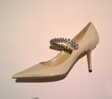 Jimmy Choo Bing 65 Heels in Linen Warm Cream Patent New in Box Shoes