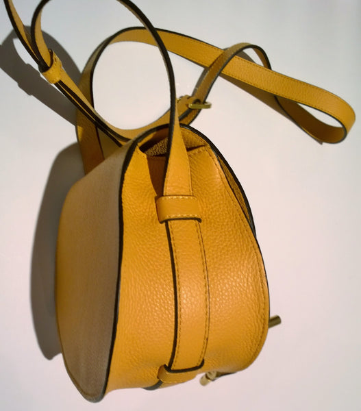 Chloé Marcie Small Crossbody Bag in Ochre Yellow Pebbled Leather New