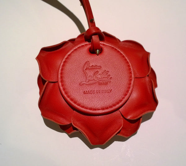 Christian Louboutin Rose with Thorns Bag Charm New in Box Red Leather Bloom