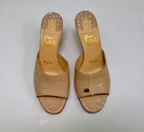 Christian Louboutin East 55 Nougat Shell Pink Croc-Embossed Slides Mule Heels